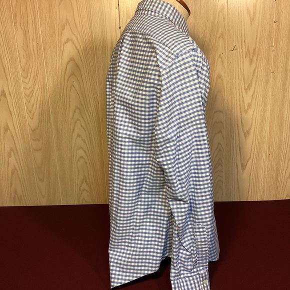 Custom Fit Ralph Lauren Mens blue and white check button down shirt size XL - Picture 4 of 11